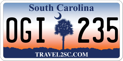 SC license plate OGI235