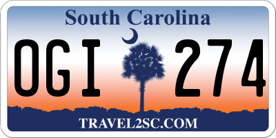 SC license plate OGI274