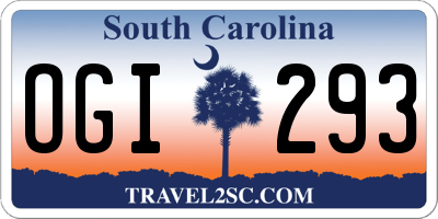 SC license plate OGI293