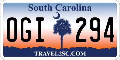 SC license plate OGI294