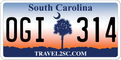 SC license plate OGI314