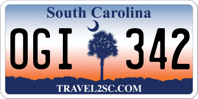 SC license plate OGI342