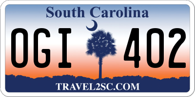 SC license plate OGI402