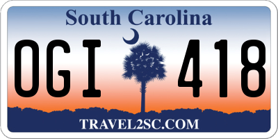 SC license plate OGI418