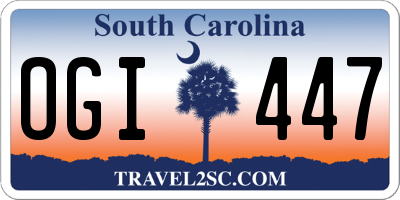 SC license plate OGI447
