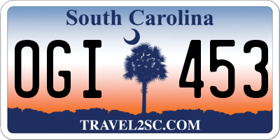 SC license plate OGI453