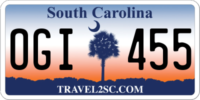 SC license plate OGI455