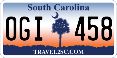 SC license plate OGI458