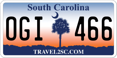 SC license plate OGI466