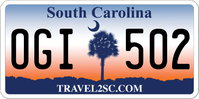 SC license plate OGI502