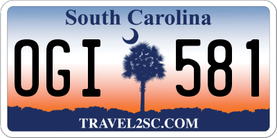SC license plate OGI581