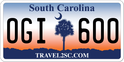SC license plate OGI600