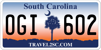 SC license plate OGI602