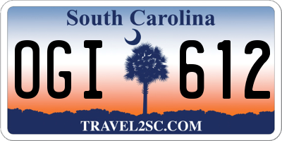 SC license plate OGI612
