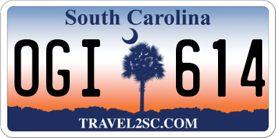 SC license plate OGI614