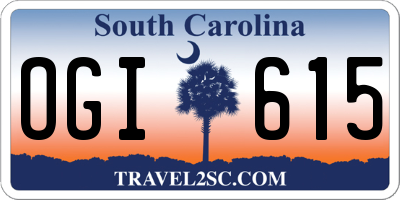SC license plate OGI615