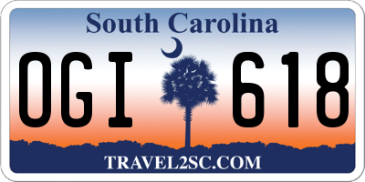 SC license plate OGI618