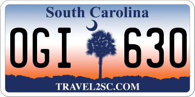 SC license plate OGI630