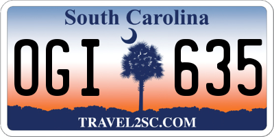 SC license plate OGI635