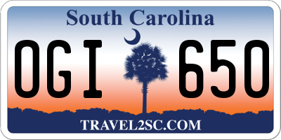 SC license plate OGI650