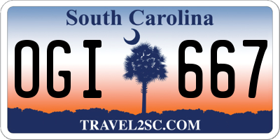 SC license plate OGI667