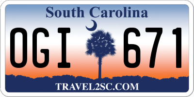 SC license plate OGI671