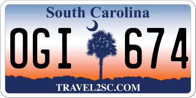 SC license plate OGI674