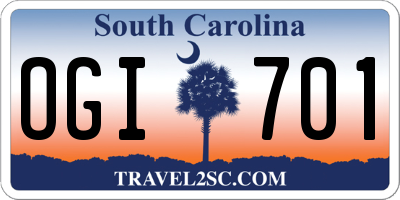 SC license plate OGI701