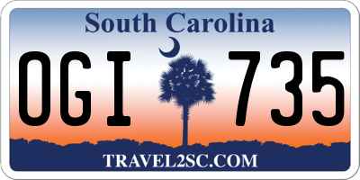 SC license plate OGI735