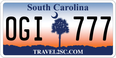 SC license plate OGI777