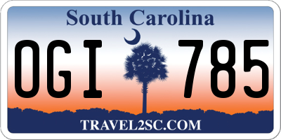 SC license plate OGI785