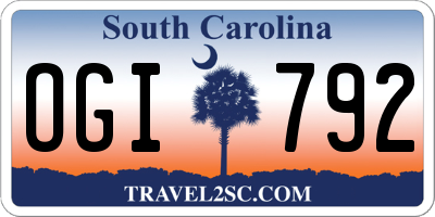 SC license plate OGI792
