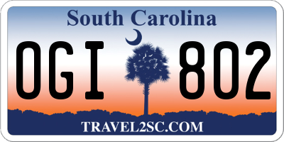 SC license plate OGI802