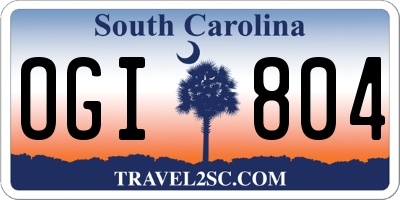 SC license plate OGI804