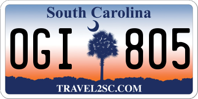 SC license plate OGI805