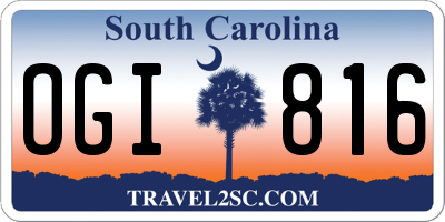 SC license plate OGI816