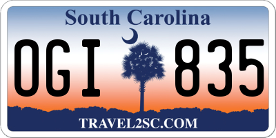 SC license plate OGI835