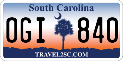SC license plate OGI840