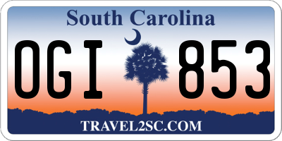 SC license plate OGI853