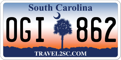 SC license plate OGI862