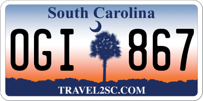 SC license plate OGI867