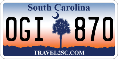 SC license plate OGI870