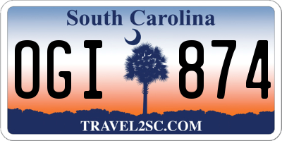 SC license plate OGI874
