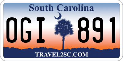 SC license plate OGI891