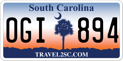 SC license plate OGI894