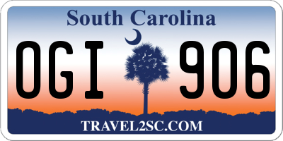 SC license plate OGI906
