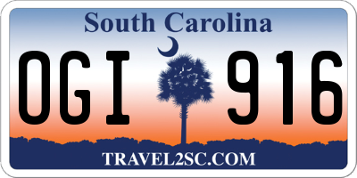 SC license plate OGI916