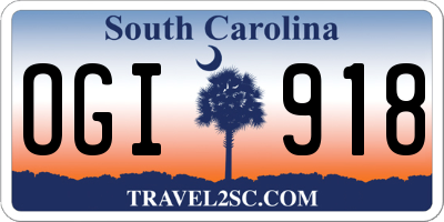 SC license plate OGI918