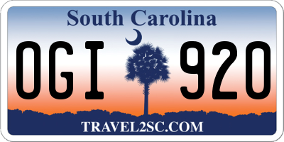 SC license plate OGI920