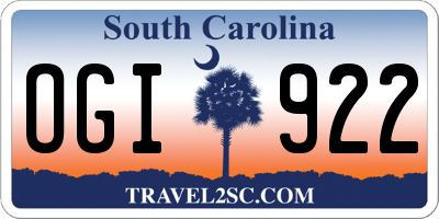 SC license plate OGI922